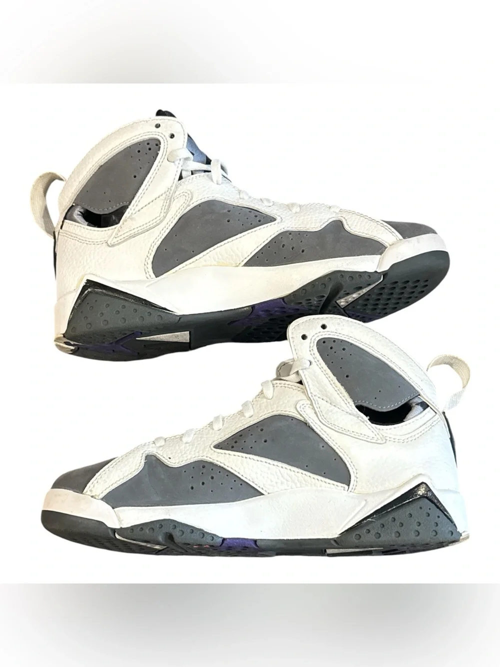 Air Jordan 7 Retro Flint 2021 White Purple Grey DJ2777-100 Size 6Y Womens 7.5